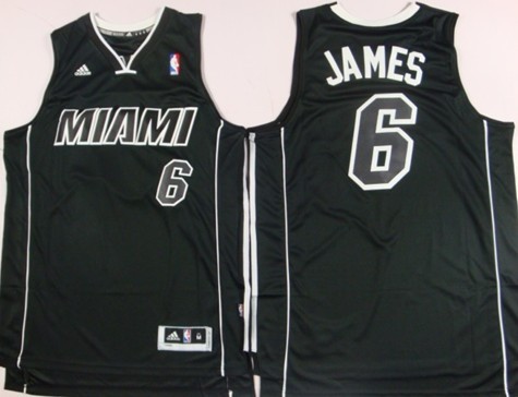Miami Heat #6 LeBron James Revolution 30 Swingman All Black With White Jersey - Zenithce