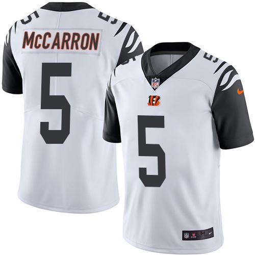 Bengals #5 AJ McCarron White Stitched Limited Rush Nike Jersey - Zenithce