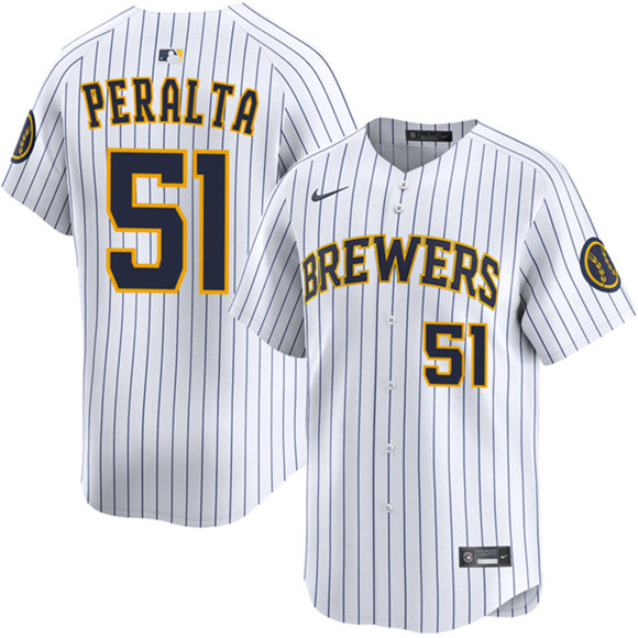 Milwaukee Brewers #51 Freddy Peralta White Alternate Limited Stitched Jersey - Zenithce