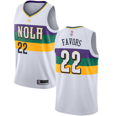 Pelicans #22 Derrick Favors White Swingman City Edition 2018-19 Jersey - Zenithce