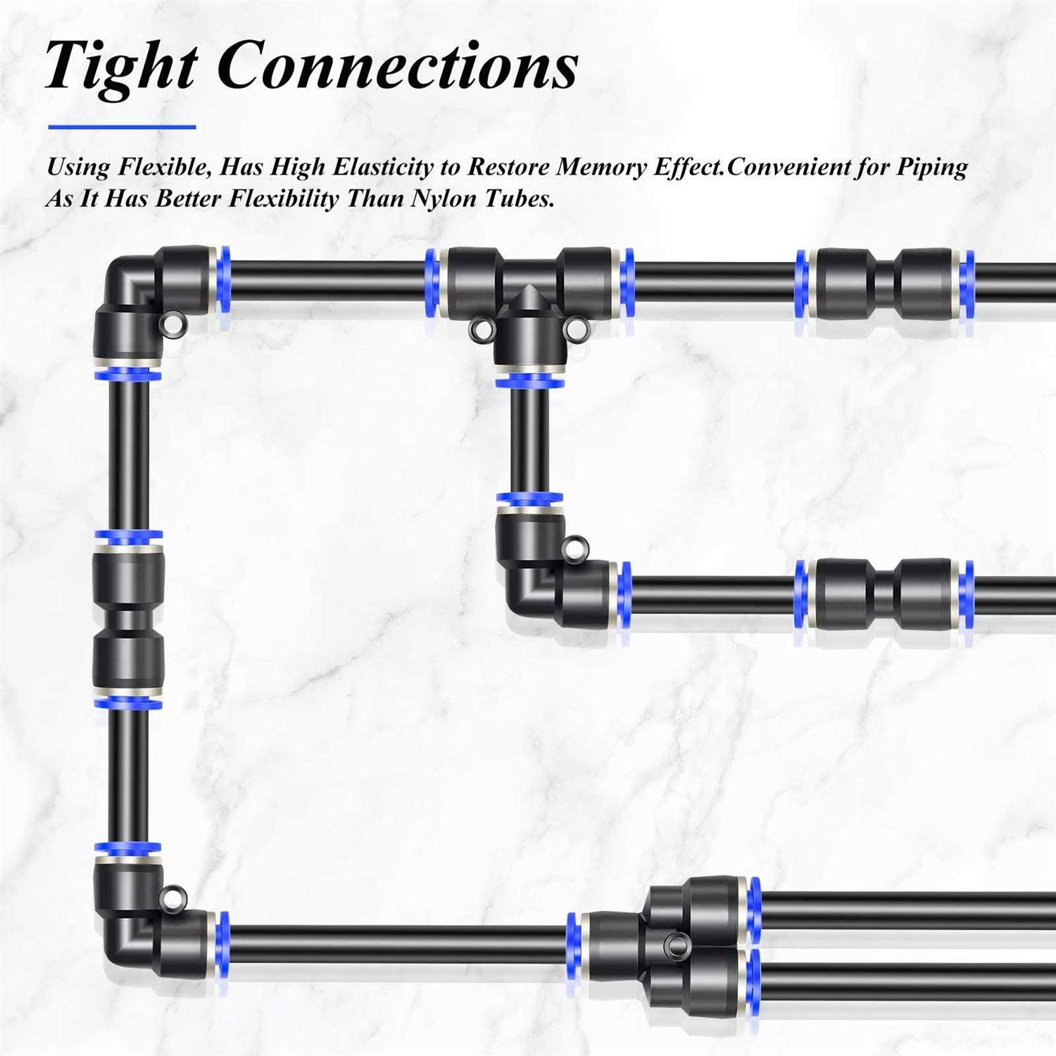 TAILONZ PNEUMATIC 30pcs Straight Push Connectors Plastic Air Line Fittings 1/4/5/16/3/8tube 2 Way - Zenithce