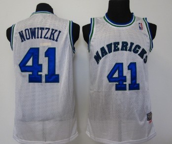 Dallas Mavericks #41 Dirk Nowitzki White Swingman Throwback Jersey - Zenithce