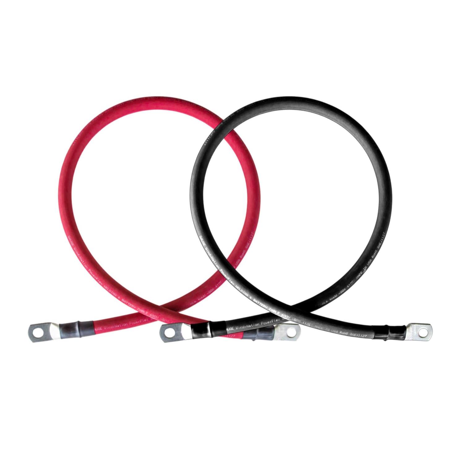 Windy Nation AWG Gauge Red + Black Pure Copper Battery Inverter Cables Solar - Zenithce