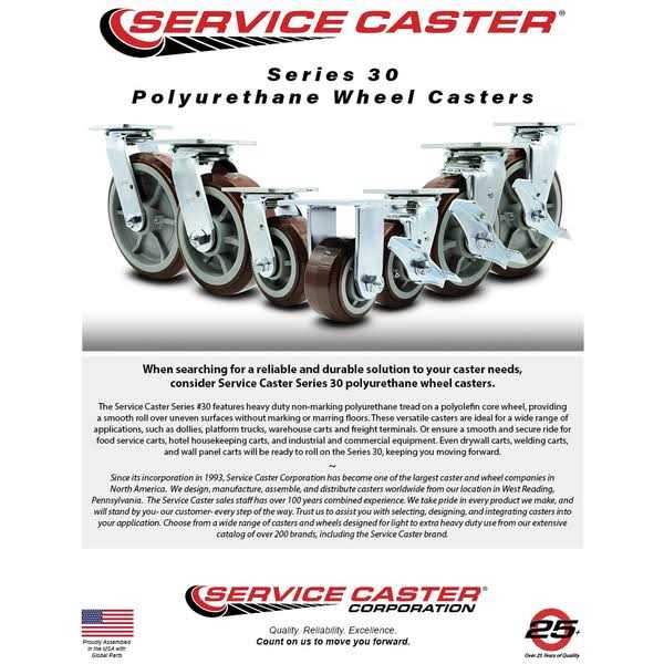 Service Caster 2 Polyurethane on Polyolefin Wheel Only with Roller Bearing - Zenithce