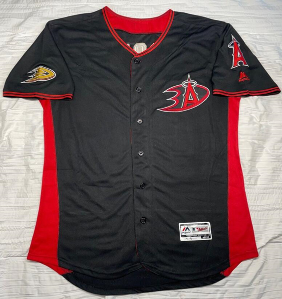 Los Angeles Angels X Anaheim Ducks #27 Mike Trout Black Flex Base Stitched Jersey - Zenithce