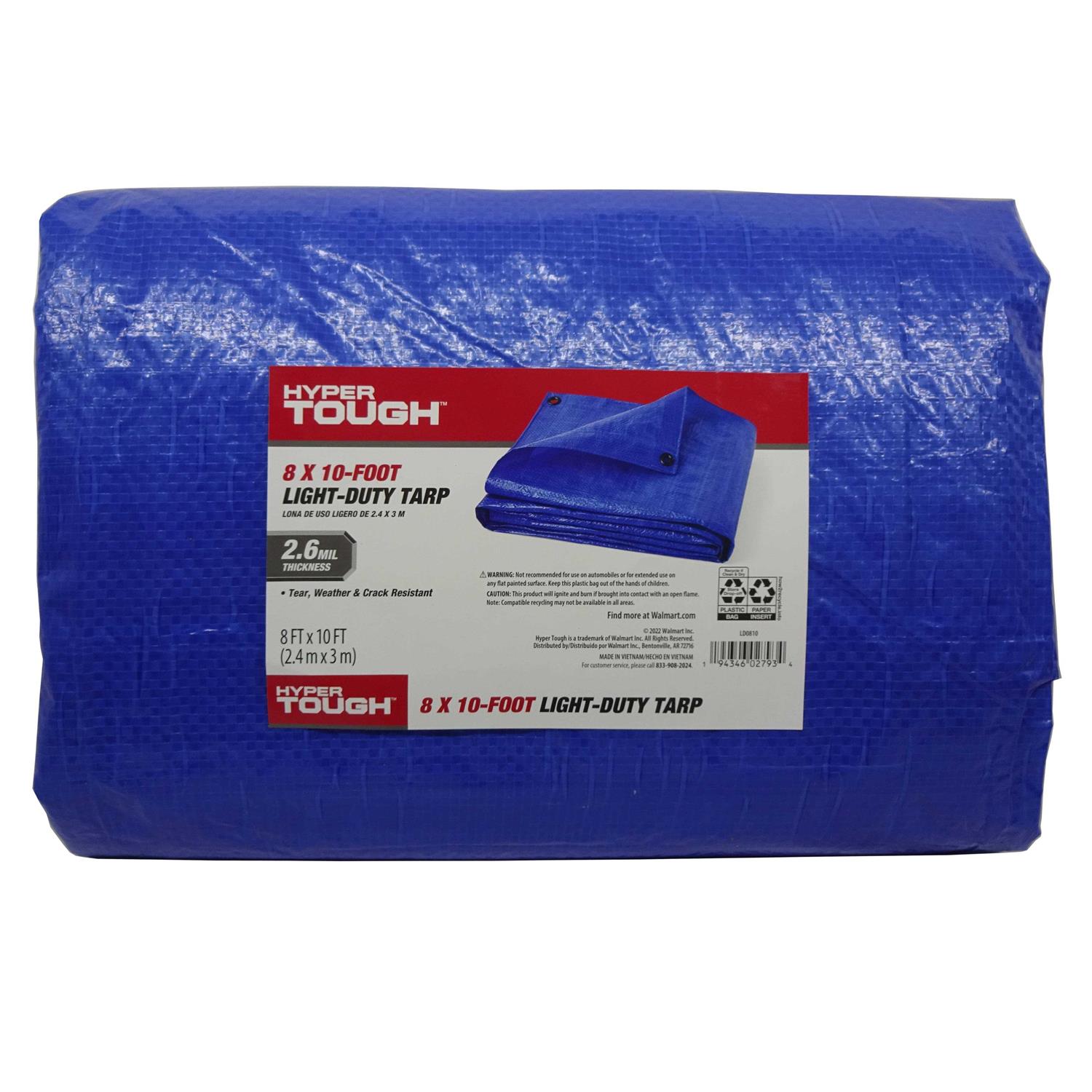 Hyper Tough Weather Resistant Light Duty 6 x 8′ Polyethylene Tarp, Size: 6′ x 8′ - Zenithce