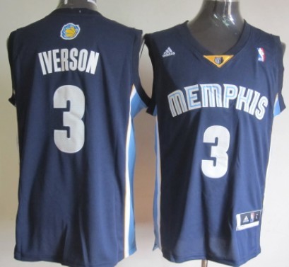 Memphis Grizzlies #3 Allen Iverson Revolution 30 Swingman Navy Blue Jersey - Zenithce