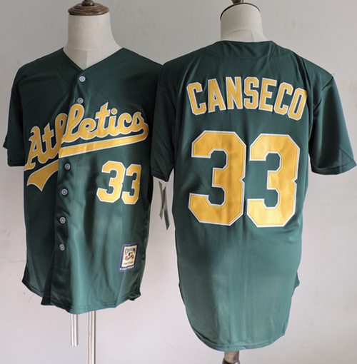 Mitchell And Ness Athletics #33 Jose Canseco Green(Gold No.) Throwback Stitched Jersey - Zenithce