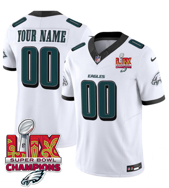 Philadelphia Eagles Custom White 2025 Eagles Logo Super Bowl LIX Patch New F.U.S.E. Vapor Limited Stitched Jersey - Zenithce