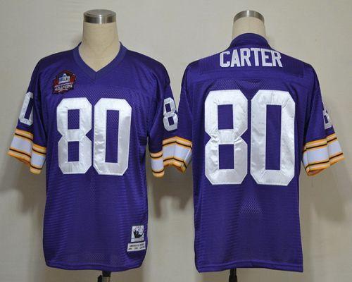 Mitchell And Ness Vikings #80 Cris Carter Purple Stitched Throwback Jersey - Zenithce