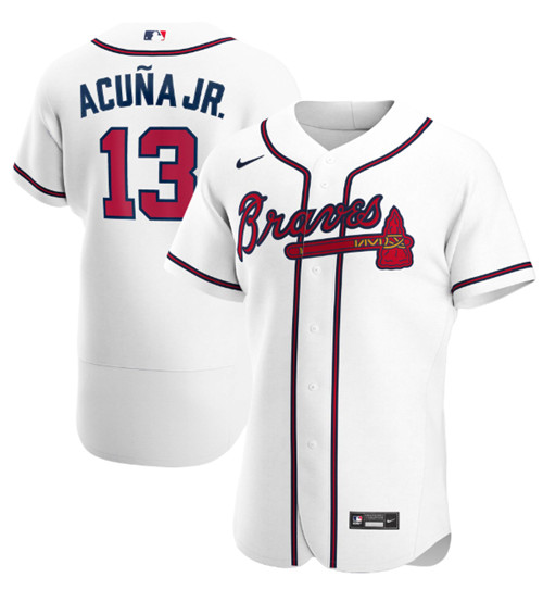 Atlanta Braves #13 Ronald Acuna Jr. White Flex Base Stitched Baseball Jersey - Zenithce