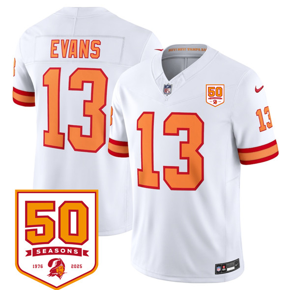 Tampa Bay Buccaneers #13 Mike Evans White 2025 F.U.S.E. 50th Anniversary Patch Vapor Untouchable Limited Stitched Jersey - Zenithce