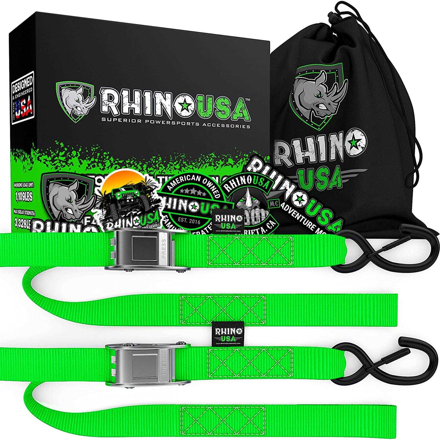 Rhino USA 1.5 inch x 8′ Cambuckle Tie-Down Straps - Zenithce