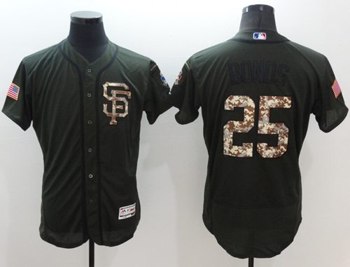Giants #25 Barry Bonds Green Flexbase Authentic Collection Salute To Service Stitched Jersey - Zenithce
