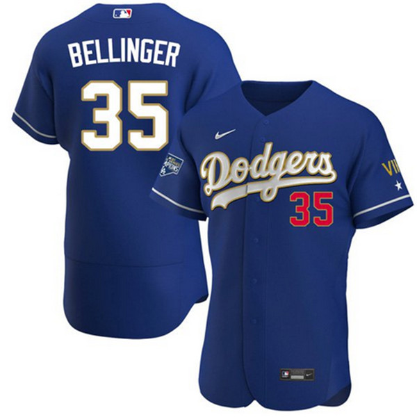 Los Angeles Dodgers #35 Cody Bellinger Royal Blue Championship Flex Base Sttiched Jersey - Zenithce
