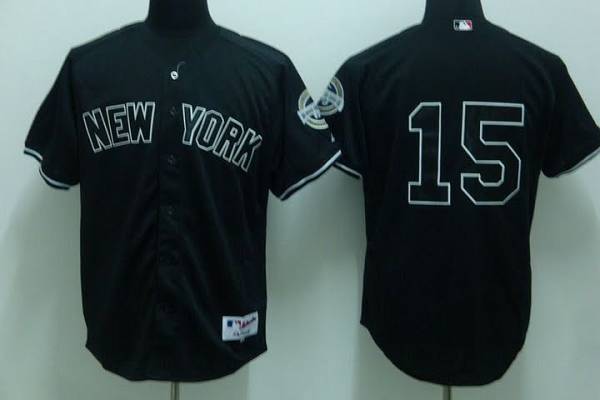 Yankees #15 Thurman Munson Stitched Black Jersey - Zenithce