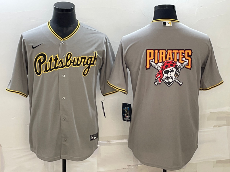 Pittsburgh Pirates Gray Team Big Logo Cool Base Stitched Jersey - Zenithce