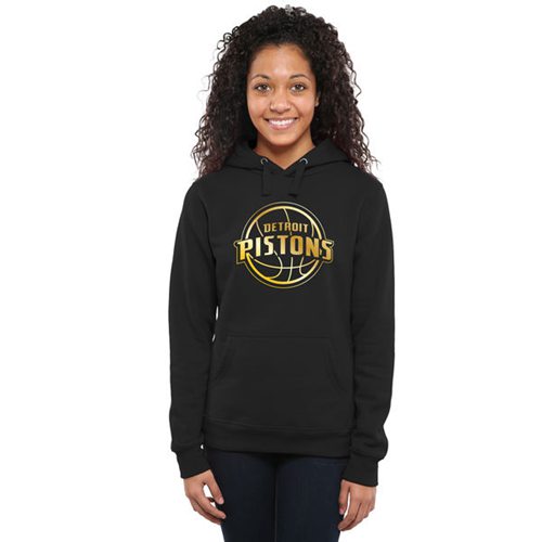 Women's Detroit Pistons Gold Collection Pullover Hoodie Black - Zenithce