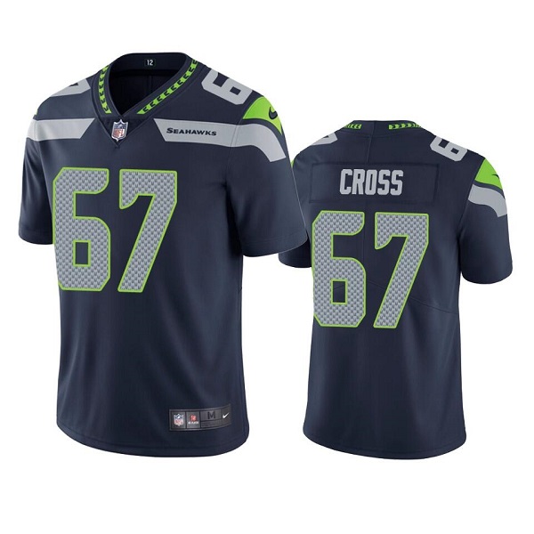 Seattle Seahawks #67 Charles Cross Navy Vapor Untouchable Limited Stitched Jersey - Zenithce