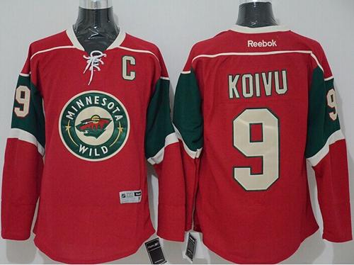 Wild #9 Mikko Koivu Stitched Red Jersey - Zenithce