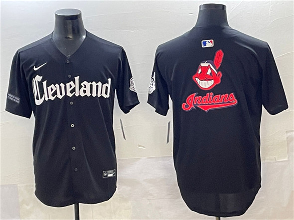 Cleveland Guardians Team Big Logo Black Gothic Vapor Premier Limited Stitched Jersey - Zenithce