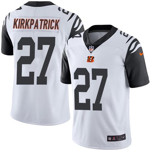 Bengals #27 Dre Kirkpatrick White Stitched Limited Rush Nike Jersey - Zenithce
