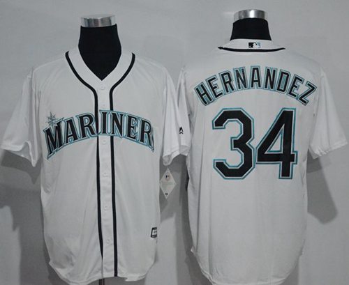Mariners #34 Felix Hernandez White New Cool Base Stitched Jersey - Zenithce