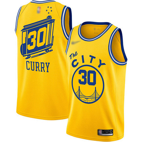 Warriors #30 Stephen Curry Gold Swingman Hardwood The City Classic Edition Jersey - Zenithce