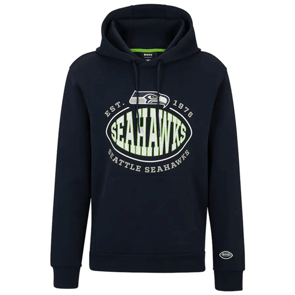 Seattle Seahawks Navy BOSS X Touchback Pullover Hoodie - Zenithce