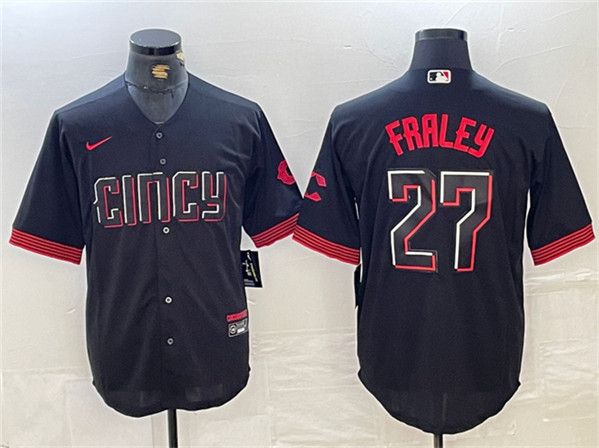 Cincinnati Reds #27 Jake Fraley Black 2023 City Connect Cool Base Stitched Jersey - Zenithce