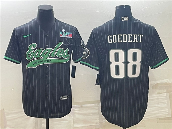 Philadelphia Eagles #88 Dallas Goedert Black With Super Bowl LVII Patch Cool Base Stitched Jersey - Zenithce