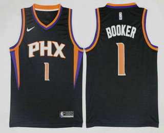 Phoenix Suns #1 Devin Booker Black 2017-2018 Icon Edition Swingman Jersey - Zenithce
