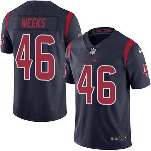 Texans #46 Jon Weeks Navy Blue Stitched Limited Rush Nike Jersey - Zenithce