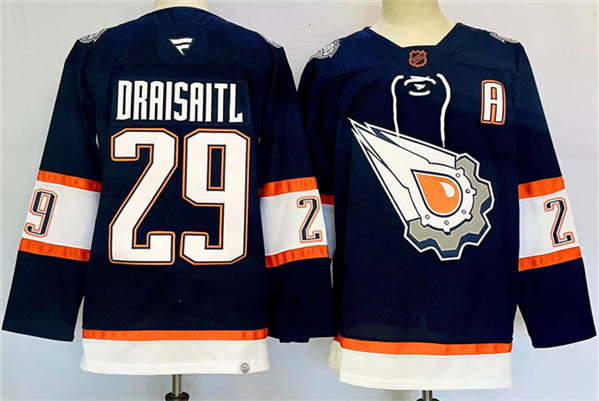 Edmonton Oilers #29 Leon Draisaitl Navy 2024-25 With A Patch Reverse Retro Stitched Jersey - Zenithce