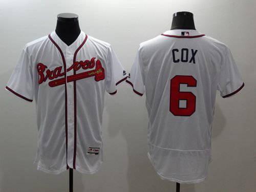 Braves #6 Bobby Cox White Flexbase Authentic Collection Stitched Jersey - Zenithce
