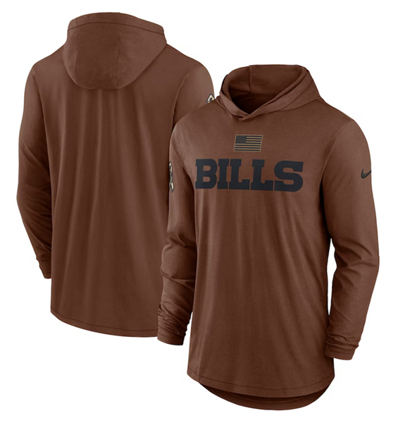 Buffalo Bills 2023 Brown Salute To Service Lightweight Long Sleeve Hoodie - Zenithce