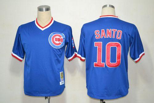 Mitchell And Ness Cubs #10 Ron Santo Stitched Blue Throwback Jersey - Zenithce