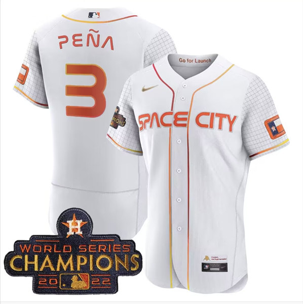 Houston Astros ACTIVE PLAYER Custom White With 2022 World Serise Champions Patch Stitched Jersey - Zenithce