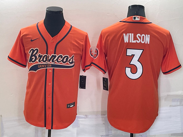 Denver Broncos #3 Russell Wilson Orange Cool Base Stitched Baseball Jersey - Zenithce
