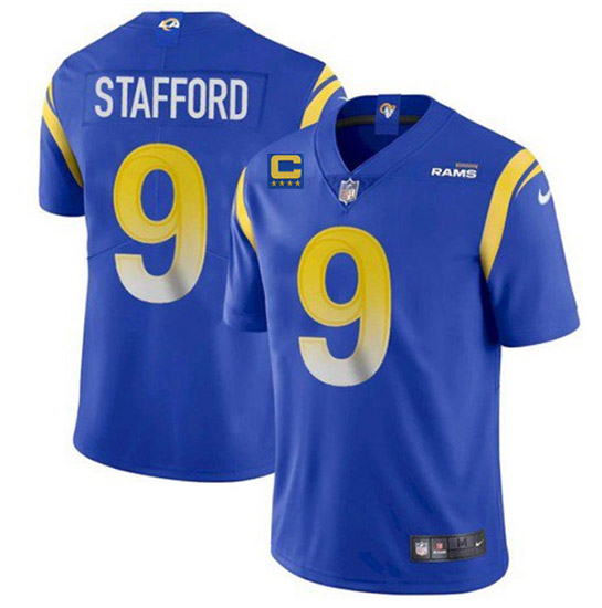 Los Angeles Rams 2022 #9 Matthew Stafford Blue With 4-Star C Patch Stitched Jersey - Zenithce
