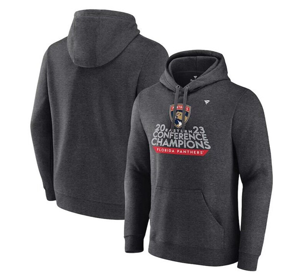 Florida Panthers Heather Charcoal 2023 Eastern Conference Champions Locker Room Pullover Hoodie - Zenithce
