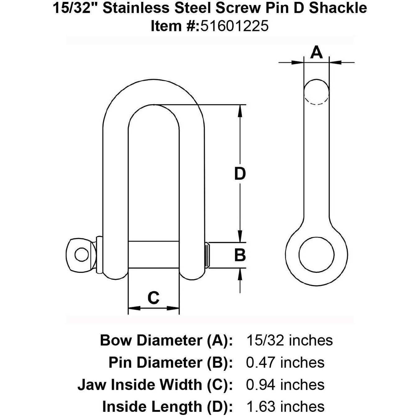 Stainless Steel Screw Pin D Shackle - Zenithce
