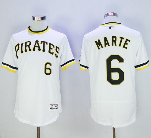 Pirates #6 Starling Marte White Flexbase Authentic Collection Cooperstown Stitched Jersey - Zenithce