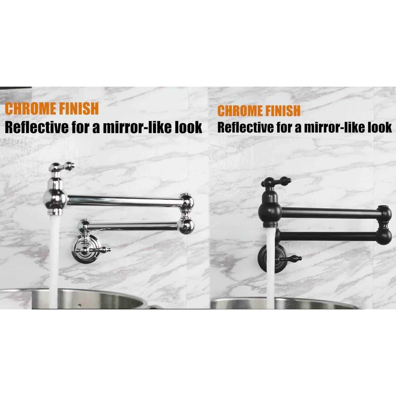 WOWOW Double Handle Wall-Mount Pot Filler Kitchen Faucet 2311100 - Zenithce