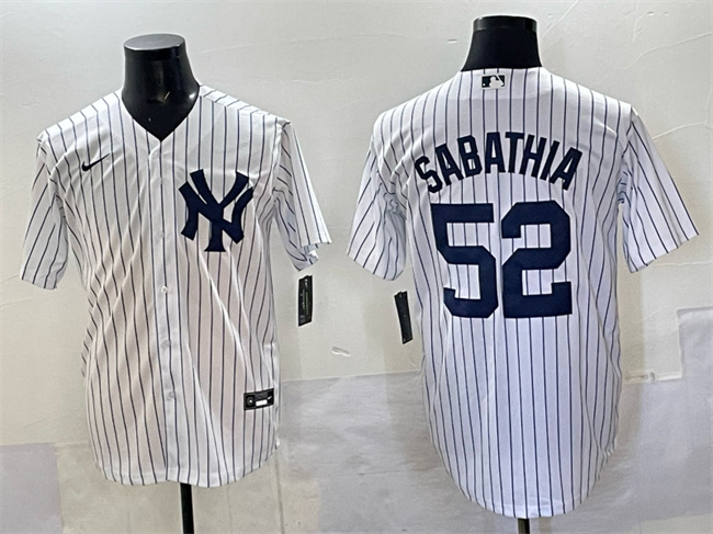 New York Yankees #52 C.C. Sabathia White Cool Base Stitched Jersey - Zenithce