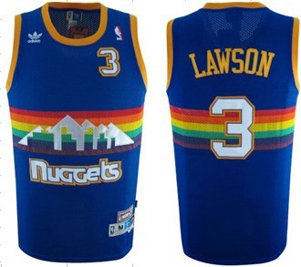 Denver Nuggets #3 Ty Lawson Blue Rainbow Swingman Throwback Jersey - Zenithce