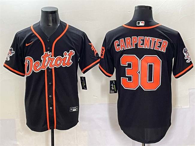 Detroit Tigers #30 Kerry Carpenter Black With Patch Cool Base Stitched Jersey - Zenithce
