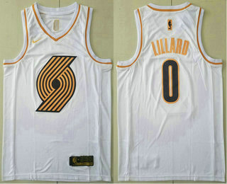 Portland Trail Blazers #0 Damian Lillard White Golden Swingman Stitched Jersey - Zenithce