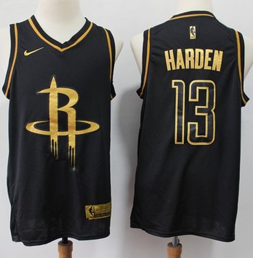 Rockets #13 James Harden Black Gold Swingman Limited Edition Jersey - Zenithce