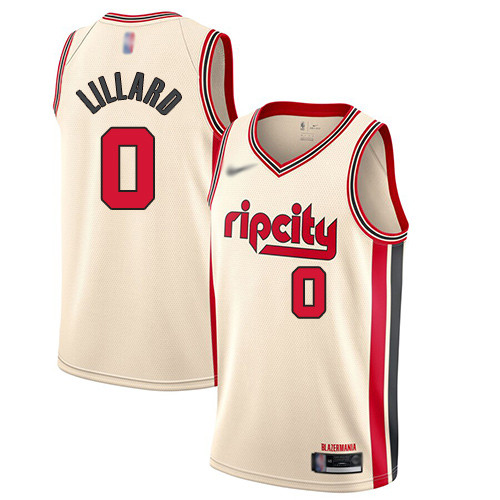 Blazers #0 Damian Lillard Cream Swingman City Edition 2019-20 Jersey - Zenithce